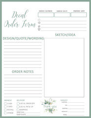 Decal  Custom Craft Order Form