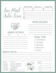 Face mask custom order form
