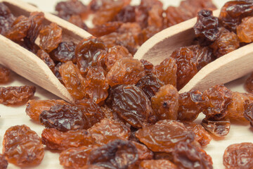 Fresh healthy raisins containing vitamins and minerals. Nutritious eating