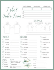 T-shirt Craft  Custom Order form