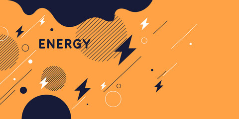 Abstract background in a modern trendy style. Energy poster with simple flat geometric shapes.