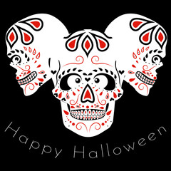 Halloween greeting card with skulls