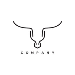 Simple Lineart Bull Logo Vector