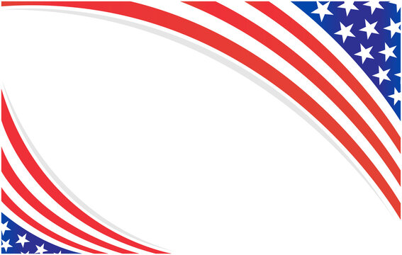 American abstract flag patriotic corner banner border with an empty space for text.	