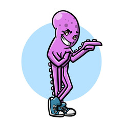 Smiling Purple Octopus Mascot Illustration