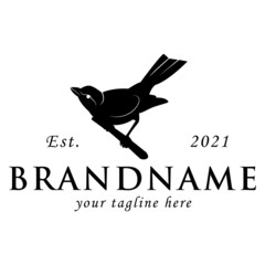 Simple monochrome bird logo vintage design for your brand idea.