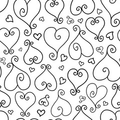 vector black and white heartbeat seamless pattern background 
