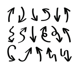 Vector Arrows Set, Black Arrows Isolated on White Background.
