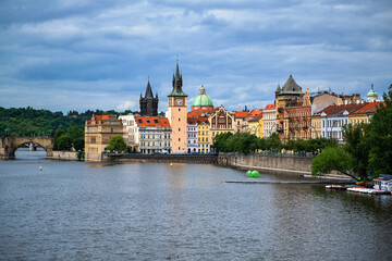 Obraz premium River Vltava near Smetanovo waterfront, Prague.