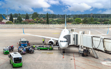 Maintenance of a passenger plane before departure