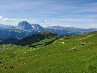Fototapeta na wymiar alpine meadow in the mountains, Seceda, The Dolomites, Alto Adige, Italy