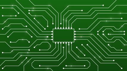 Electronic circuit on green board