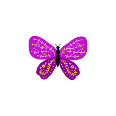 Doodle butterfly with floral decor.