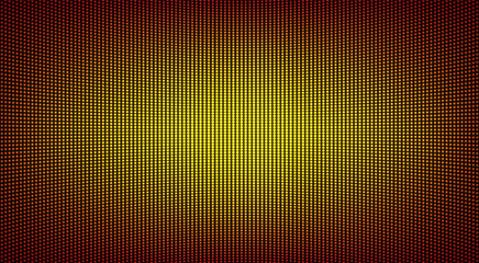 Led texture. Digital screen. Pixel TV display with points. Lcd monitor. Yellow orange television videowall. Electronic diode effect. Projector background. Horizontal template. Vector illustration.