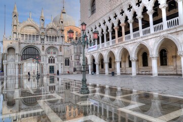 Fototapeta na wymiar Saint Mark's Square Reflection, Venice, Italy.