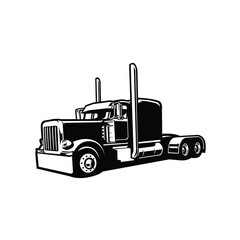 Semi Truck Freight 18 Wheeler Vector Silhouette