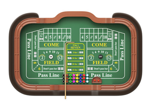 Top view of craps table isolated on white background - 3D illustration 