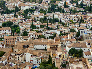Fototapeta na wymiar Views of the Albaicíi from a viewpoint of the Alhambra, Granada, SpaIN. 