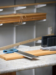 Closeup of a hand saw for working on wood