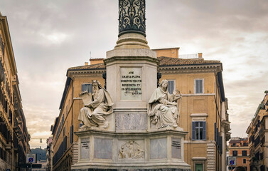 Statues of Patriarch Moses and King David  at the base of  the Colonna della Immacolata (Column of...