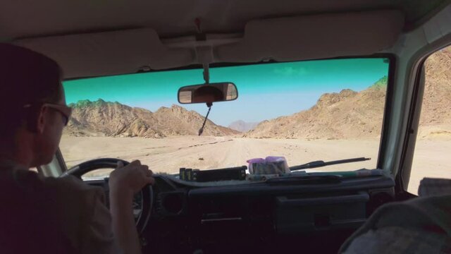 Driving in a desert, Egypt, Dahab