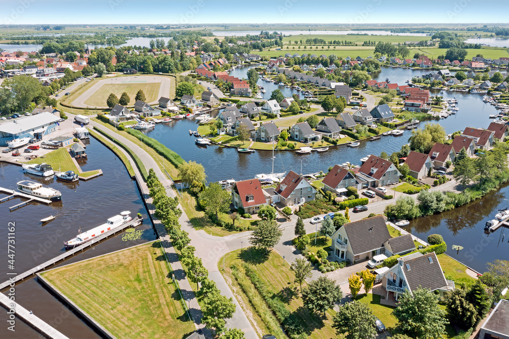 Wall mural Aerial from the city Terherne in Friesland the Netherlands