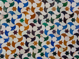 Structures, buildings and details of the interior of the Alhambra, Granada, Spain. 