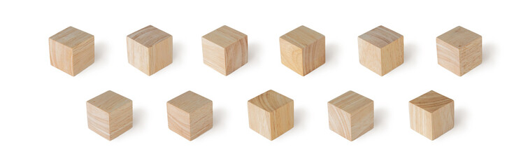 Set pack of wooden block in cube shape with different beautiful abstract texture isolated on a...