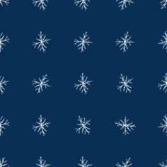 Hand Drawn white Snowflakes Christmas Seamless Pat