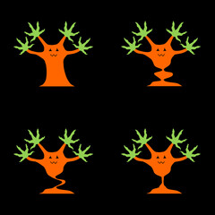 Set of tree devils for Halloween concept.