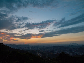 Sunset high angle view of the cityscape form Wenshan District
