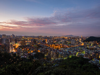 Sunset high angle view of the Jingmei area