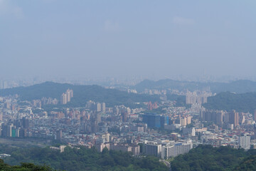 Afternoon high angle view of the cityscape form Wenshan District
