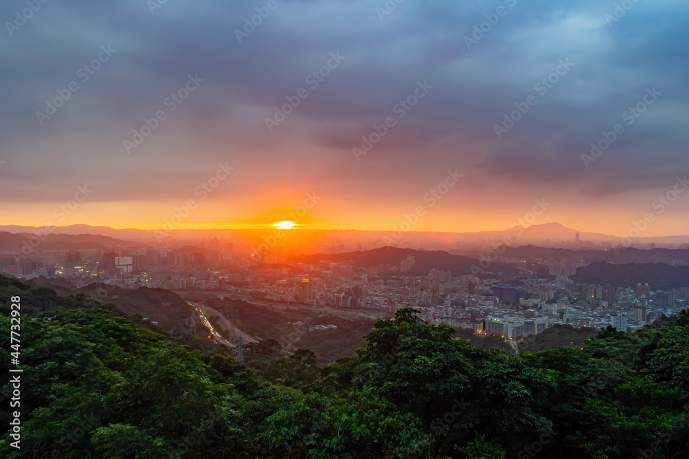 Canvas Prints Sunset high angle view of the cityscape form Wenshan District - Canvas Prints