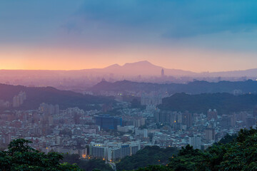 Afternoon high angle view of the cityscape form Wenshan District