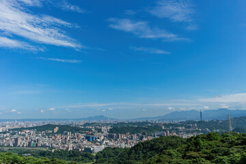 Fototapeta na wymiar Morning sunny high angle view of the Taipei area from MaoKong