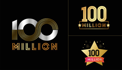 Set of 100th Million logotype design, Hundred years anniversary celebration