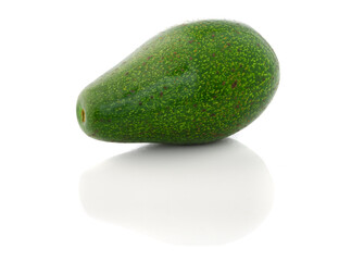 Single whole avocado and reflection isolated on white background, Organic Fruits, Suitable as a packaging design