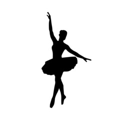 Ballerina woman silhouette vector illustration black and white