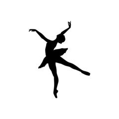 Ballerina woman silhouette vector illustration black and white