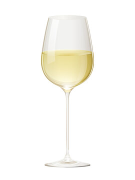 リアルな白ワインのグラスのイラスト