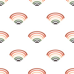 Multi-colored arc curved lines. Seamless pattern with wi-fi signal for trendy fabrics, modern wrapping paper, decorative pillows. 