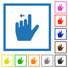 Left handed move left gesture flat framed icons