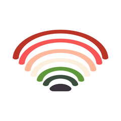 The colored lines are curved into an arc. Modern wi-fi print. Printing on decorative pillows, design in the interior of cafes, bars. Vector.