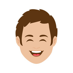 Laughing young man head icon vector. Funny boy face icon isolated on a white background. Happy smiling man portrait clip art