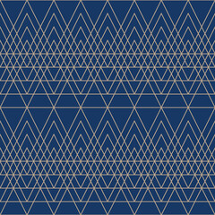 Minimal vector geometric pattern.
Blue background with gold lines and triangles shapes. 