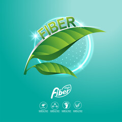 High Fiber and Vitamin in Organic Food  Vector Concept Logo on Green Background Template.