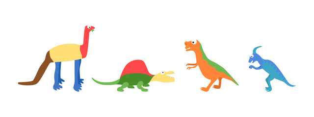 Obraz premium four eccentric bright dinosaurs