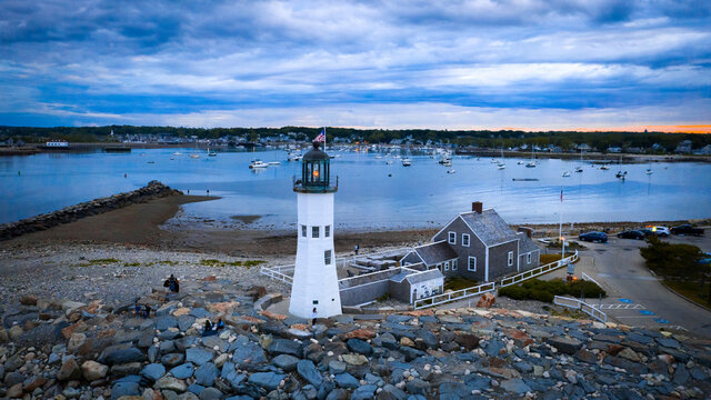 Scituate Lighthouse Scituate Massachusetts Arial Shot Drone 