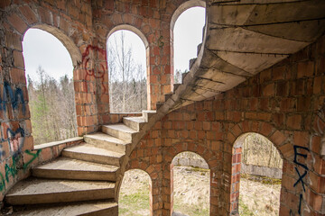 Łapalice, Poland - built in 1983 but never finished, the ruins of Łapalice Castle are an interesting tourist attractions in northern Poland. Here in particular its spiral staircases